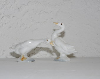 Miniature Geese Set of two Japan Fine China Farm Animals Cottage Chic