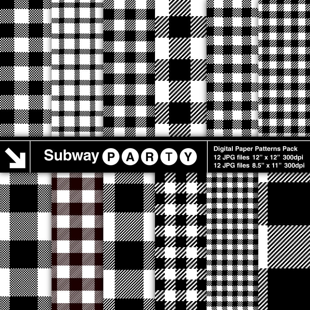 Lumberjack Flannel Black and White Buffalo Check Plaid and