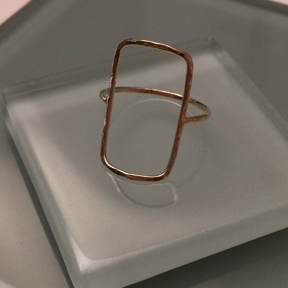 10k Rectangle Ring 14K Rectangle Ring 14k Geometric Ring