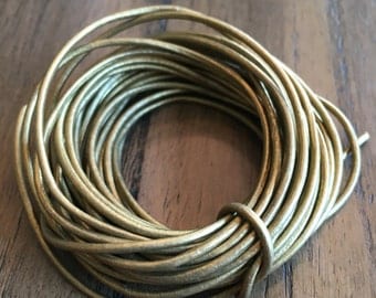 1.5 gold metallic round leather cord, antique gold, bronze gold leather cord