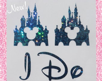 NEW Disney Inspired Castle I Do Shoe Stickers You Pick Color Sparkly Wedding Shoe Decals