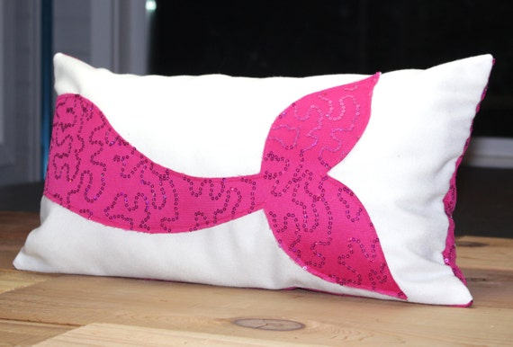 Mermaid Pillow Sequin Decorative Throw Pillow by TheStockingShoppe