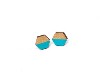 Geometric Hexagon Wood Earrings, Dipped, Laser Cut Wood Earrings, Birthday Bridesmaid Christmas Gift, Wooden Jewelry by Ngo Creations