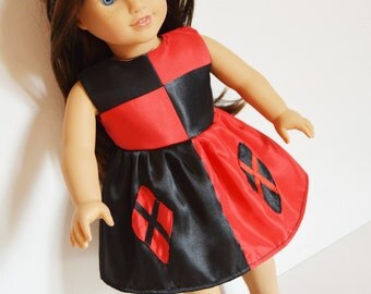 Handmade Doll Clothes Harley Quinn Costume Dress Batman fits 18" American Girl Dolls Halloween
