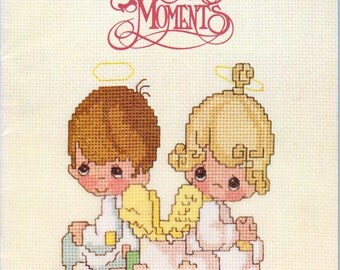 Precious Moments Cross Stitch Patterns, Book PM-1, Tons of Gorgeous precious Moments Figurines in Cross Stitch , Vintage 1980