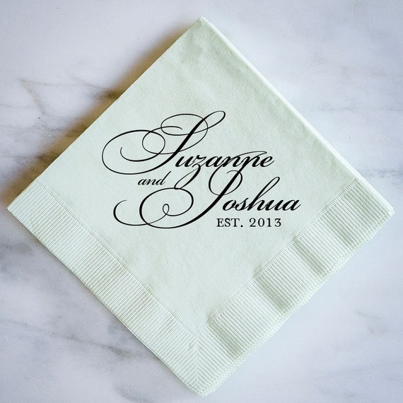 Personalized Wedding Napkins with Names and Date Custom