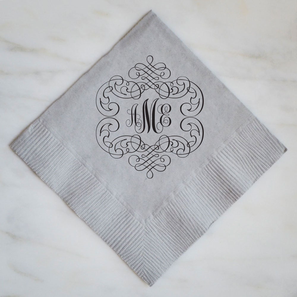 Personalized Custom Monogram Napkins with Border Custom