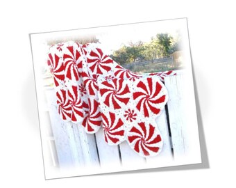 Peppermint Swirl Mosaic Crochet Afghan Blanket Throw Lap Robe (Made-to-Order)