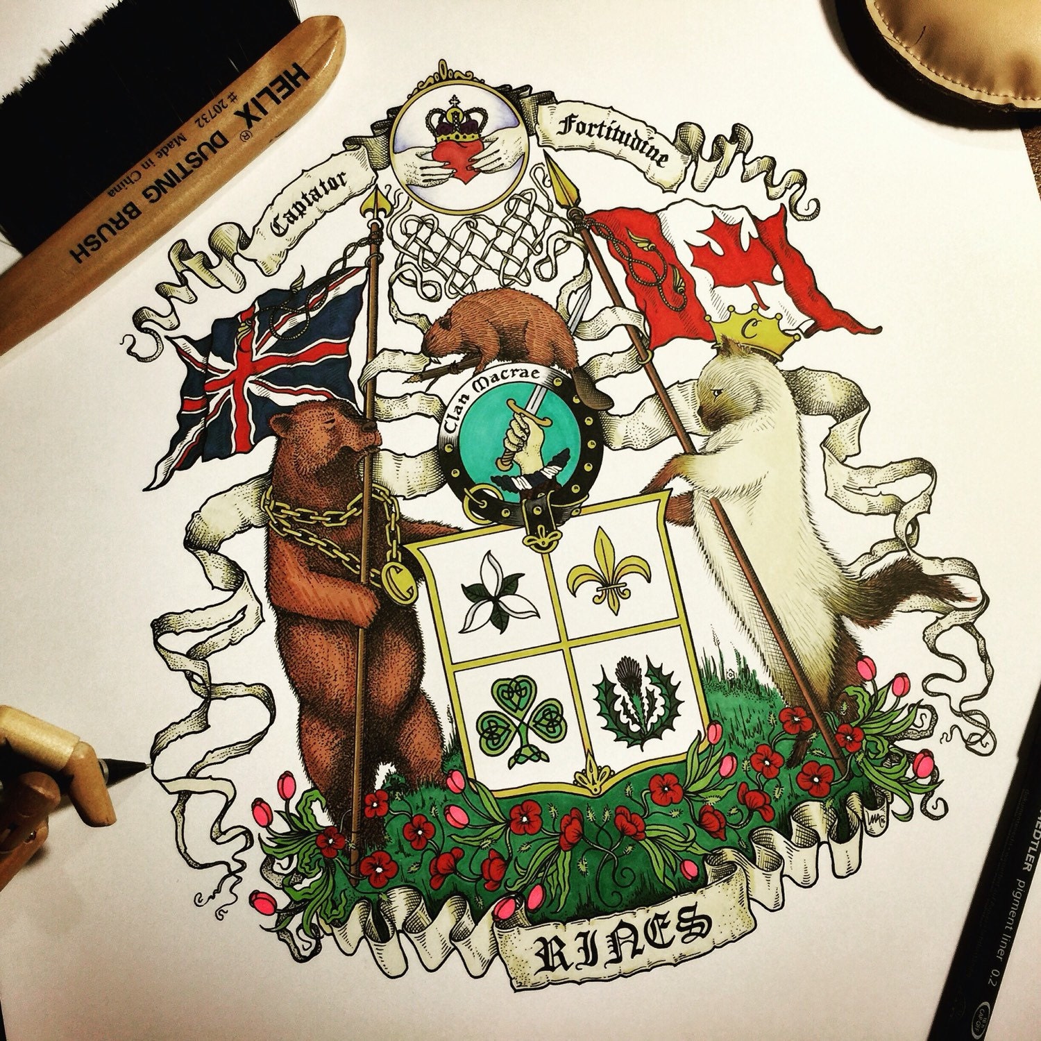 9x12 Custom Wedding Coat of Arms Heraldry Design