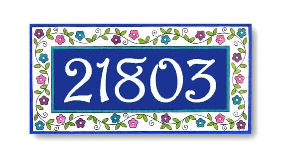 Address Numbers House Number Hand painted Tiles by AyeBarDesigns