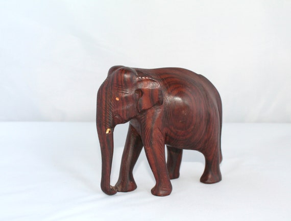 Vintage Hand Carved Wooden Elephant by StillVintage on Etsy