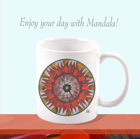 Mandala Mug Ceramic Mug Unique Gift Coffee Mug Print Art Original ceramic coffee tea mug
