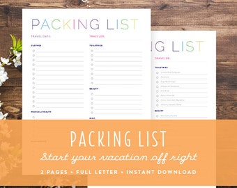 Travel Packing List and Travel Planner Set Organizing