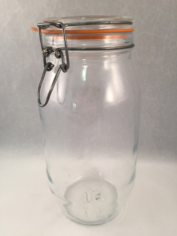 Large Clamp Lid Jar Clear Glass 2 Liter with by TheFreckledBerry