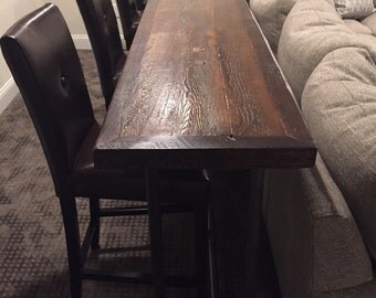 Console table top, sofa table top, bar top,reclaimed wood, pipe legs base support,Made to order
