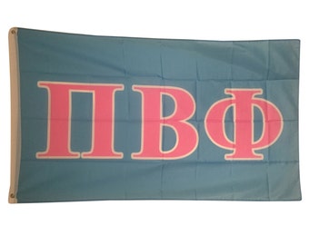 Pi Beta Phi Light Blue/Light Pink Letter Flag 3' x 5'