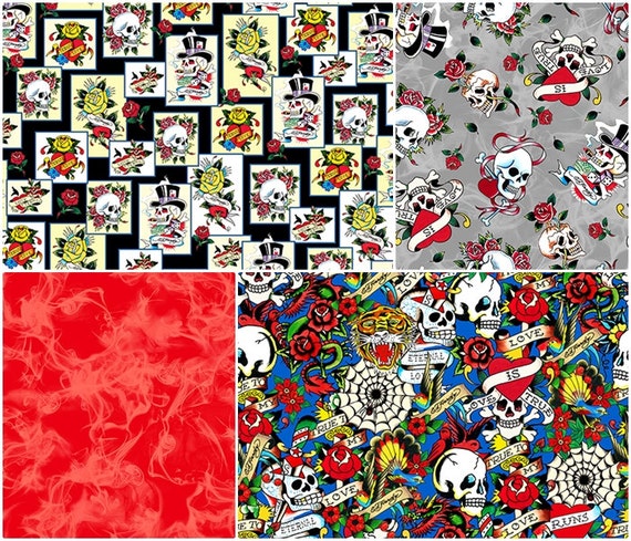 Love is True Ed Hardy Cotton Fabric by Quilting Treasures