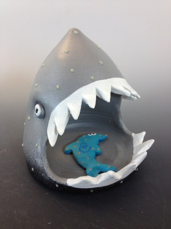 Shark Toothbrush Holder Shark Toothbrush by PondScumCeramics
