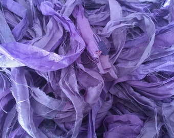 Lavendar/light purple Recycled Sari Silk Ribbon - Fair Trade product
