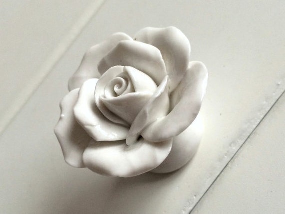 white flower drawer knobs