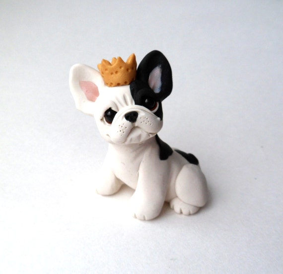 Royal French Bulldog Sculpture Polymer Clay Mini by Raquel at