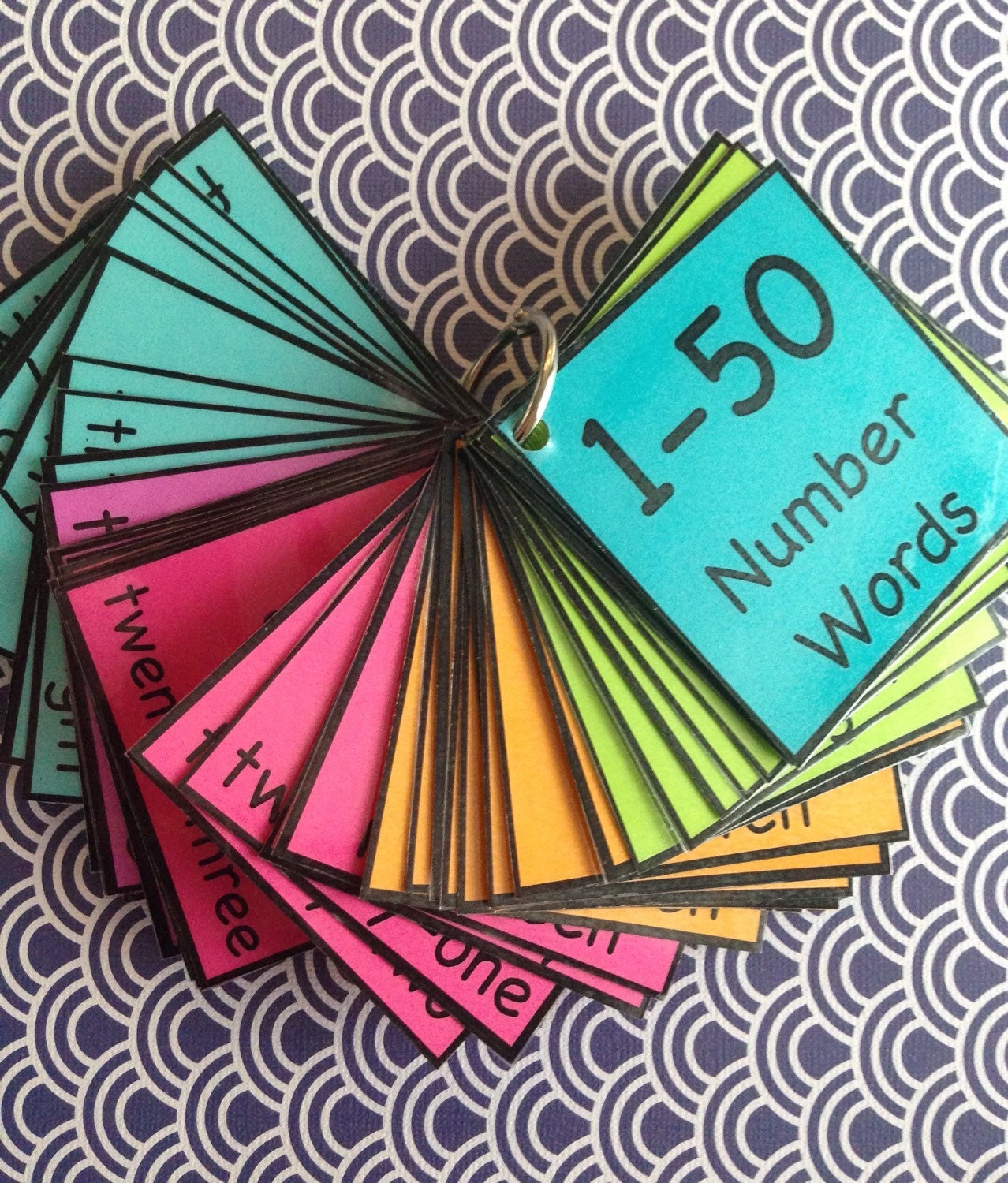 Number Words 1-50 flash cards math teaching teacher made