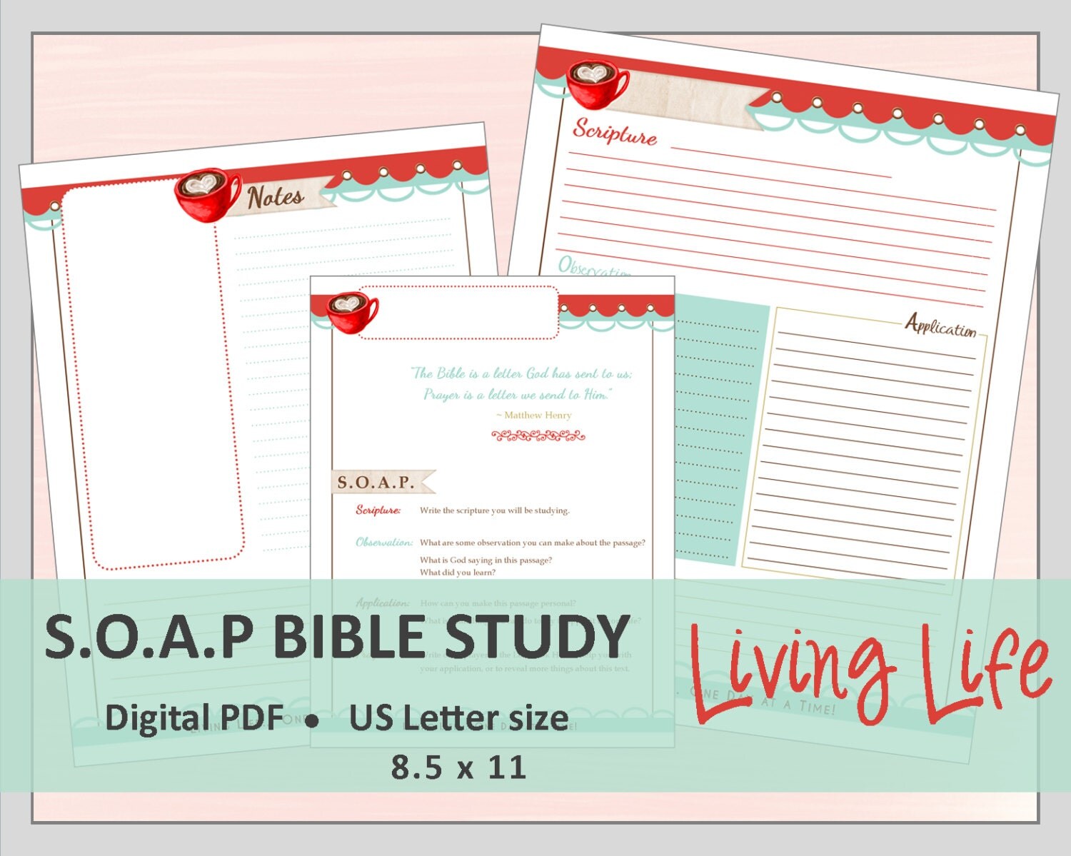 US LETTER S.O.A.P. Bible Study Printable Planner Journal