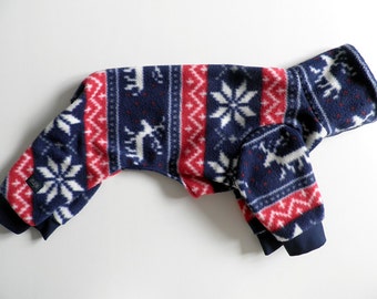 Italian Greyhound Fleece Pajamas/ Reindeer dog pajamas / Snowflake dog pajamas