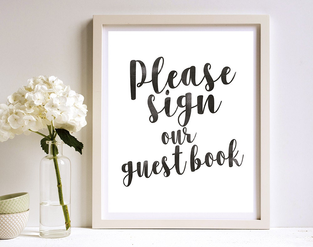 Please Sign Our Guest Book Printable 8x10 sign Guest Book