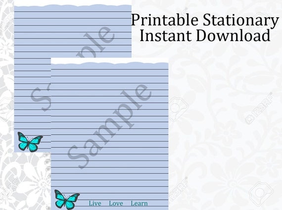 Butterfly printable stationery / Personalized Stationery