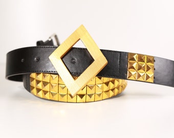 Harley Cosplay Belt with Buckle : Bright Gold Large 36-40 inches