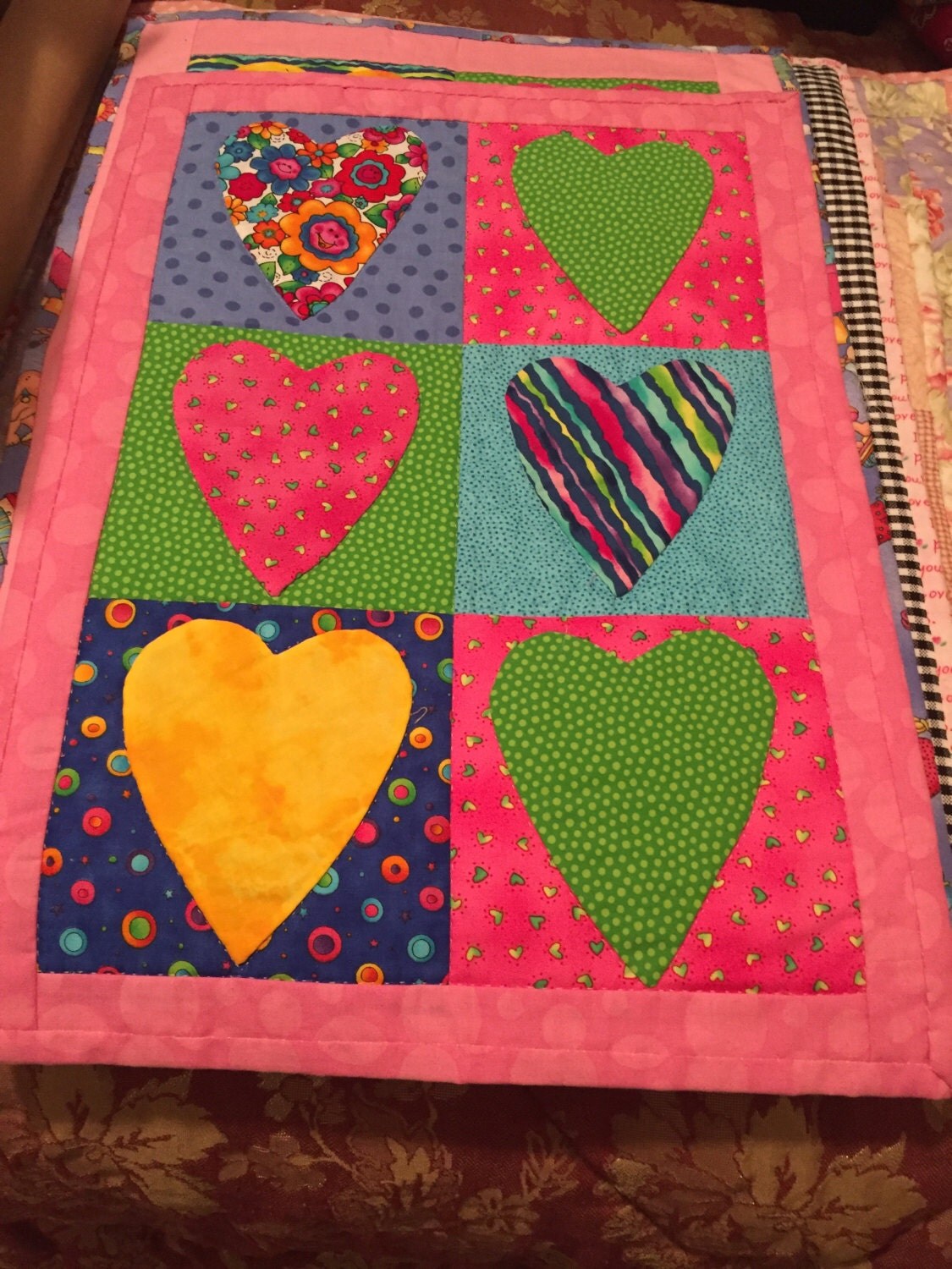 Handmade Doll quilt. American girl size. 100 percent cotton.