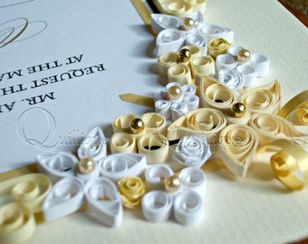 Vintage Style Custom Wedding Gift / Quilled & Framed Wedding Invitation / Custom Gift for Couple / Paper Quilled Art / WEDDING