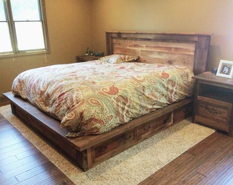 Platform Bed And Headboard On Hairpin Legs California King