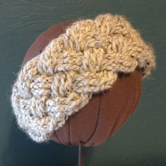 Crocheted wool ear warmer with vintage by HndcrftdCrtnsbyLiz