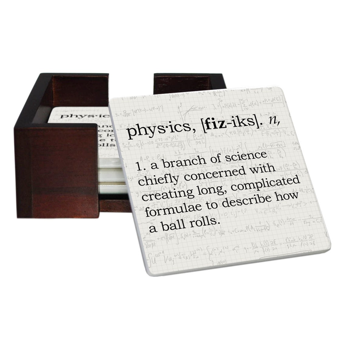 Physics Definition Coaster Set Sandstone Tile with Cork Back
