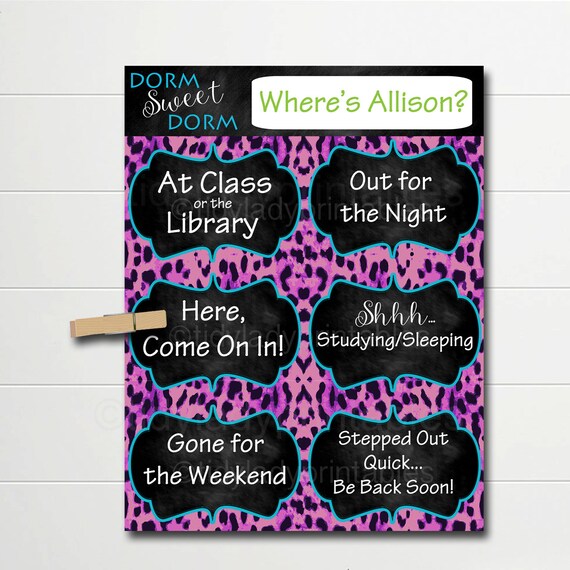 PERSONALIZED Dorm Door Sign Dorm Room Decorations College