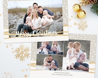 Holiday Christmas Card Template for Photographers - 5x7 Photo Card 033 - C312, INSTANT DOWNLOAD