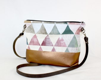 Triangles copper Crossdiv bag with leather handles
