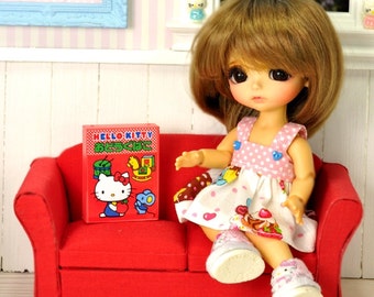 Nice wooden red Sofa or Loveseat for BJD dolls Lati Yellow Pukifee dolls diorama dollhouse furniture 1:12