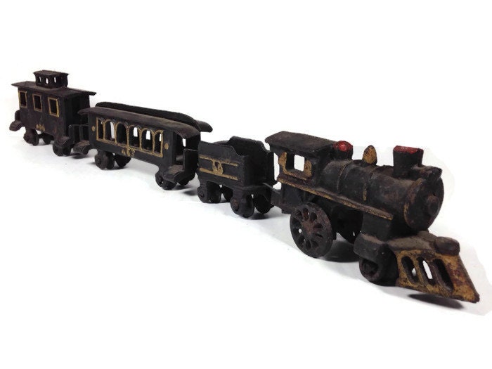 Vintage Cast Iron Toy Train Set