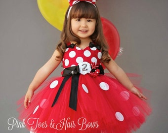 Red Minnie Mouse Tutu dress- Classic red Minnie Mouse tulle dress-Minnie Mouse dress- Minnie Mouse costume-Red Minnie mouse dress
