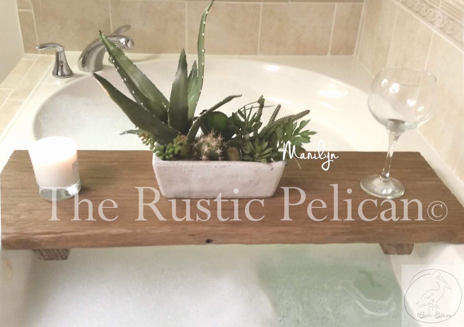 Rustic Bathtub CaddyWood Bathtub Tray Bath by RusticPelican
