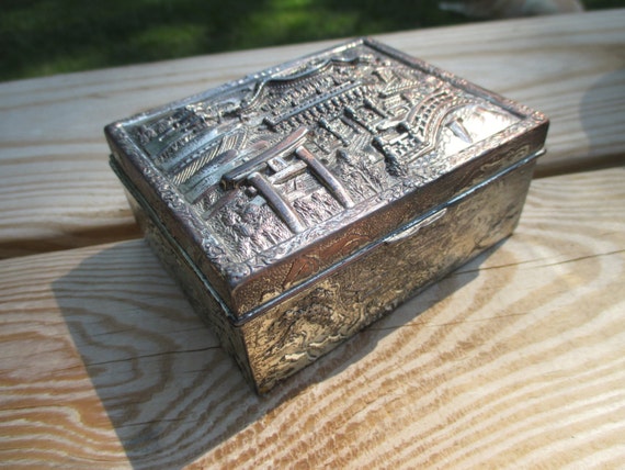 Japanese Silver Plated Trinket Cigarette Box by UncleJimmysAttic