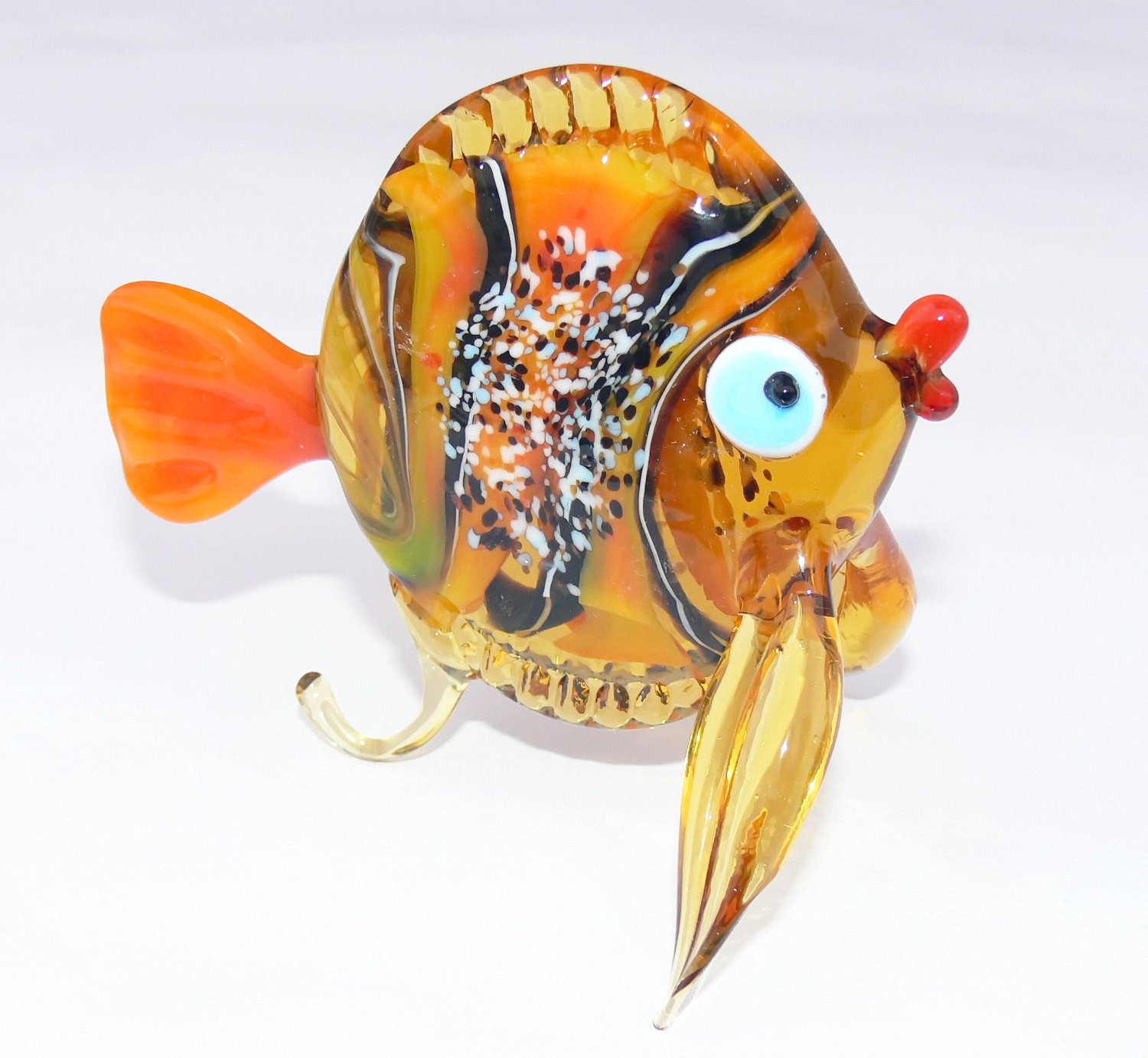 Lampwork Glass Art Murano Glass Fish Standing figurine