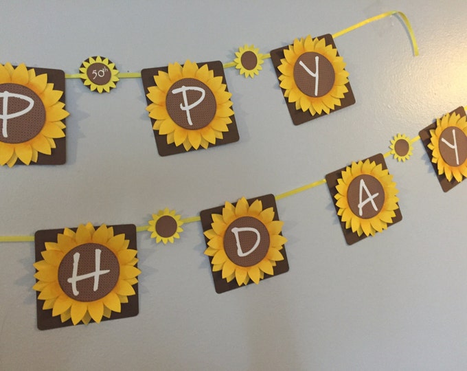 Sunflower Party Banner. Birthday Decorations. Sunflower Party Supplies. Sunflower Birthday Banner