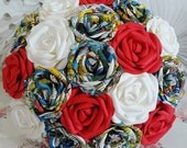 Paper Flower Comic book Bouquet red white marvel comic strip vintage character superhero buttonholes bridal theme origami alternative