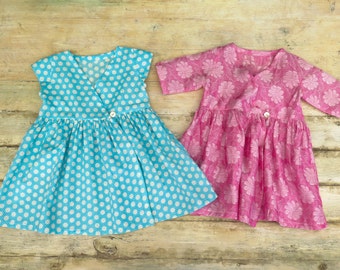 SEWING PATTERN, Girls Wrap Dress, Seven Sizes, Two Sleeve Options, Easy Girls Dress Pattern, Beginners Pattern, Casual Girls Dress,