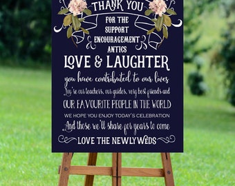 thank you wedding sign, navy thank you sign, thank you sign, navy wedding sign, printable wedding sign, digital wedding sign, 20 x 30