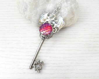 necklace dragon key fantasy key fantasy jewelry dragon key pendant